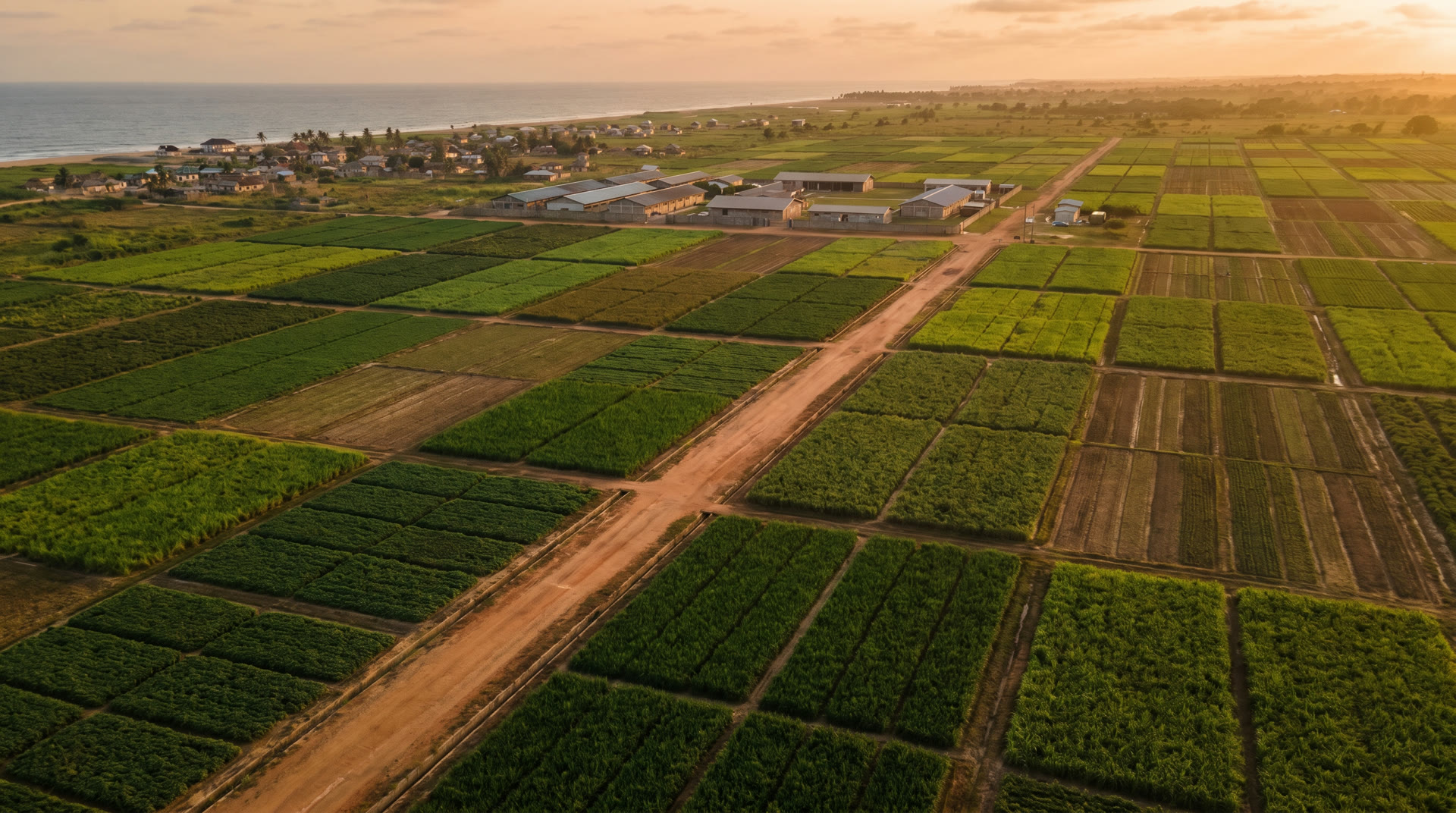 Aerial view of agricultural land used for kenaf cultivation