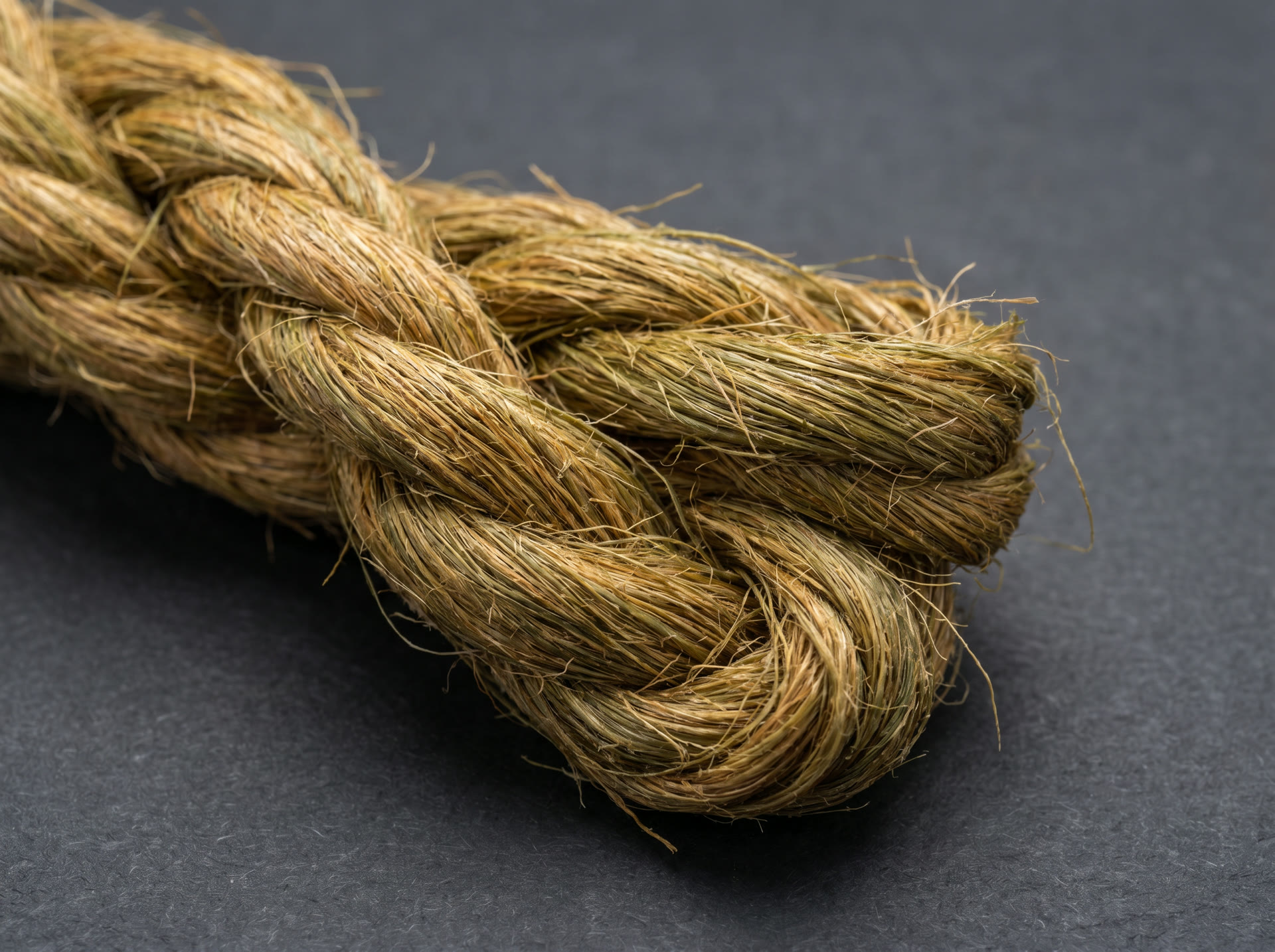 Close-up of raw kenaf bast fibre bundles