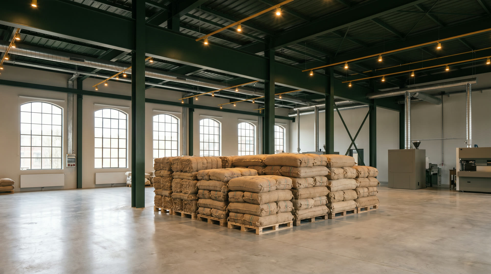Interior of a modern light-industrial fibre processing facility